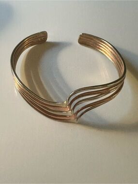 Fashion Jewelry Gold-Tone Layered Wave Open Cuff Bracelet